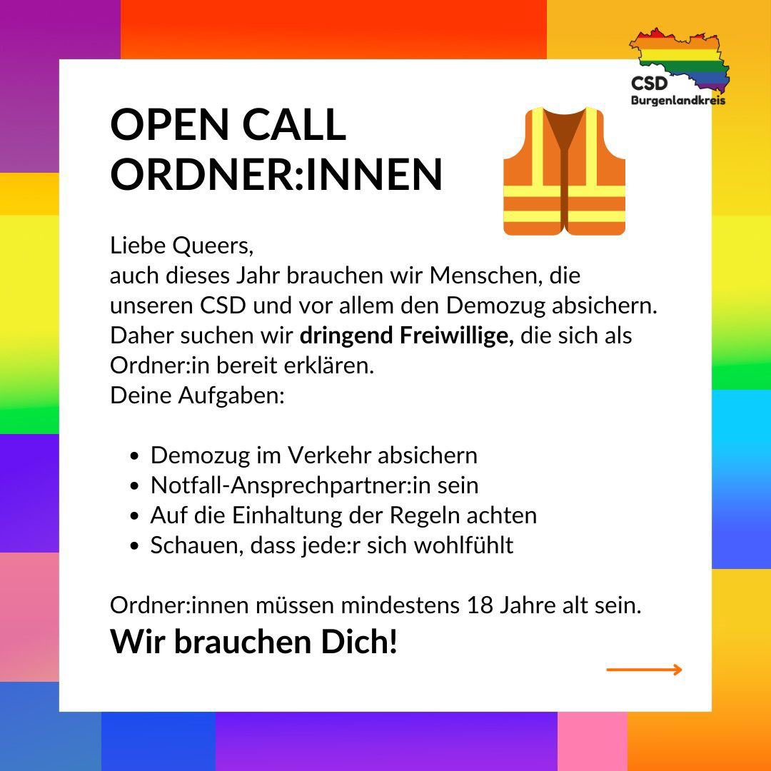 CSD_BLK's tweet photo. Liebe Queers,

wir brauchen EURE Hilfe! Du kannst nach den Vorraussetzungen Ordner:in sein &amp; würdest es auch machen? Dann melde dich bitte. Entweder per Mail unter info.csd.blk@gmail.com oder hier per Direktnachricht. 🏳️‍🌈

#pride #queer #csd #ländlicherraum #vielfältig #tolerant https://t.co/cZjUNckjfi