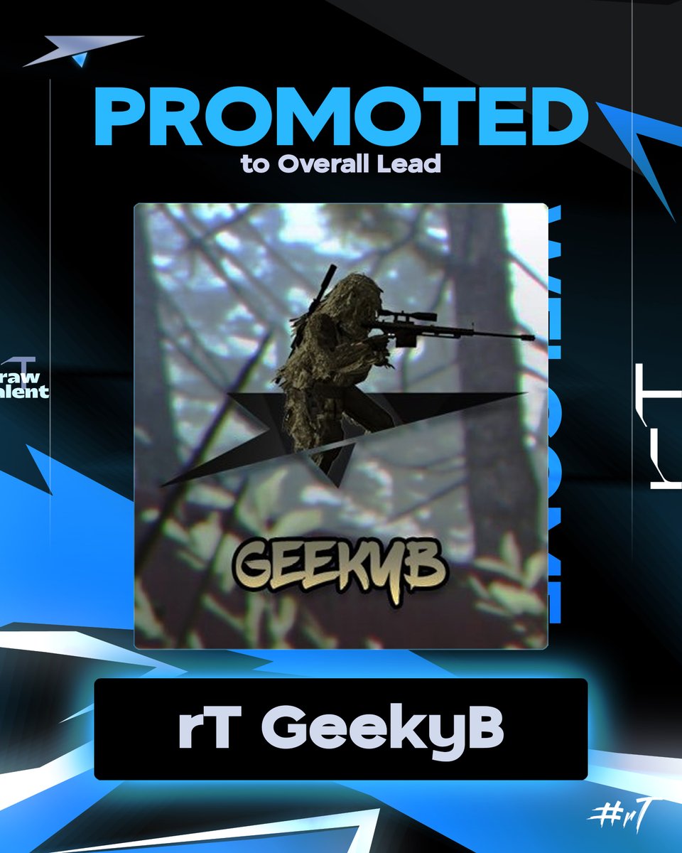 rTUprising's tweet photo. Congrats to @rTGeekyb on the promotion to Overall Lead! 🚀💙 #rTUp https://t.co/TlLBYvNRf1