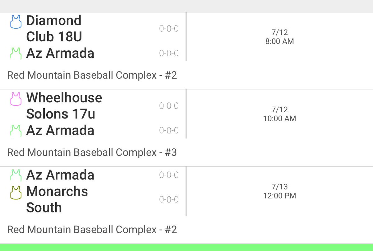 Gbair2025's tweet photo. Here is my pool play schedule for the 18u Summer Nationals in Az at Red Mtn Baseball Complex.
@SWWBC_ #AzArmada
#SummerNationals #uncommitted https://t.co/dz75ud0oj7