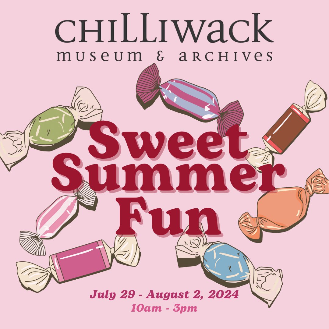 Sweet Summer Fun is returning to the Chilliwack Museum! Join us daily from 10:00am to 3:00pm the week of July 29 to August 2 for a week of family fun! Rain or Shine! 

Participation in Sweet Summer Fun is free!