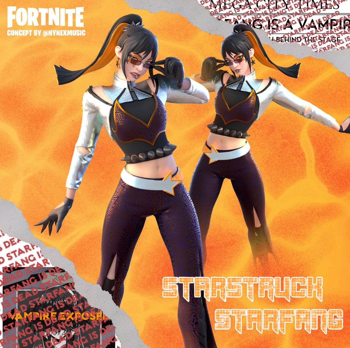 ☆ Starstruck Starfang ☆
Embrace your thirst for the summer spotlight. ⛱️

☆ Extra Details &amp; Pickaxe in the thread ☆ 
#Fortnite #FortniteC5S3Wrecked #FortniteArt #FortniteConcept