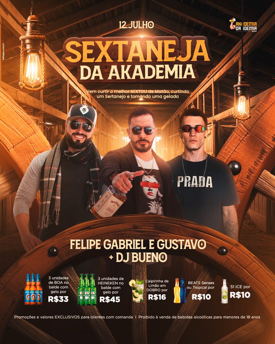 AkademiaBoemia's tweet photo. SEXTANEJA DA AKADEMIA 🤠 
Vai rolar muita musica sertanejo de qualidade e muitas promoções para curtir com a galera! 🍺

🎤 FELIPE GABRIEL E GUSTAVO diretamente de Araraquara mandando só as braba do sertanejo raiz e universitário! 🎵 

🎧 DJ BUENO

E aí, partiu Akademia? 💪🏻 https://t.co/0r0Tai9Pl9