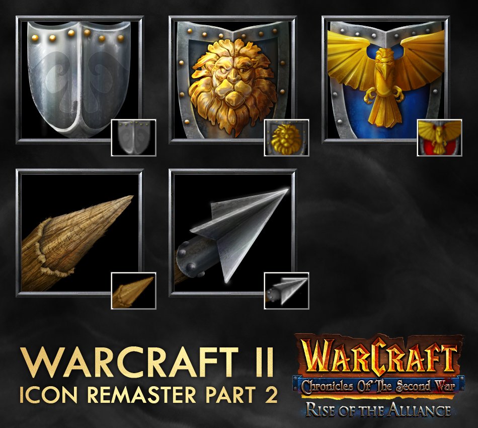 LoreCraftMod's tweet photo. 📷 Icons - WC2 Human Icon Remaster Part 2
Vincent T. is gracing us again with a batch of remastered WC2 human upgrade icons. P.S.
I have heard that there's lots of work being done on something even cooler... maybe a custom human UI? https://t.co/FAWVjkf50b