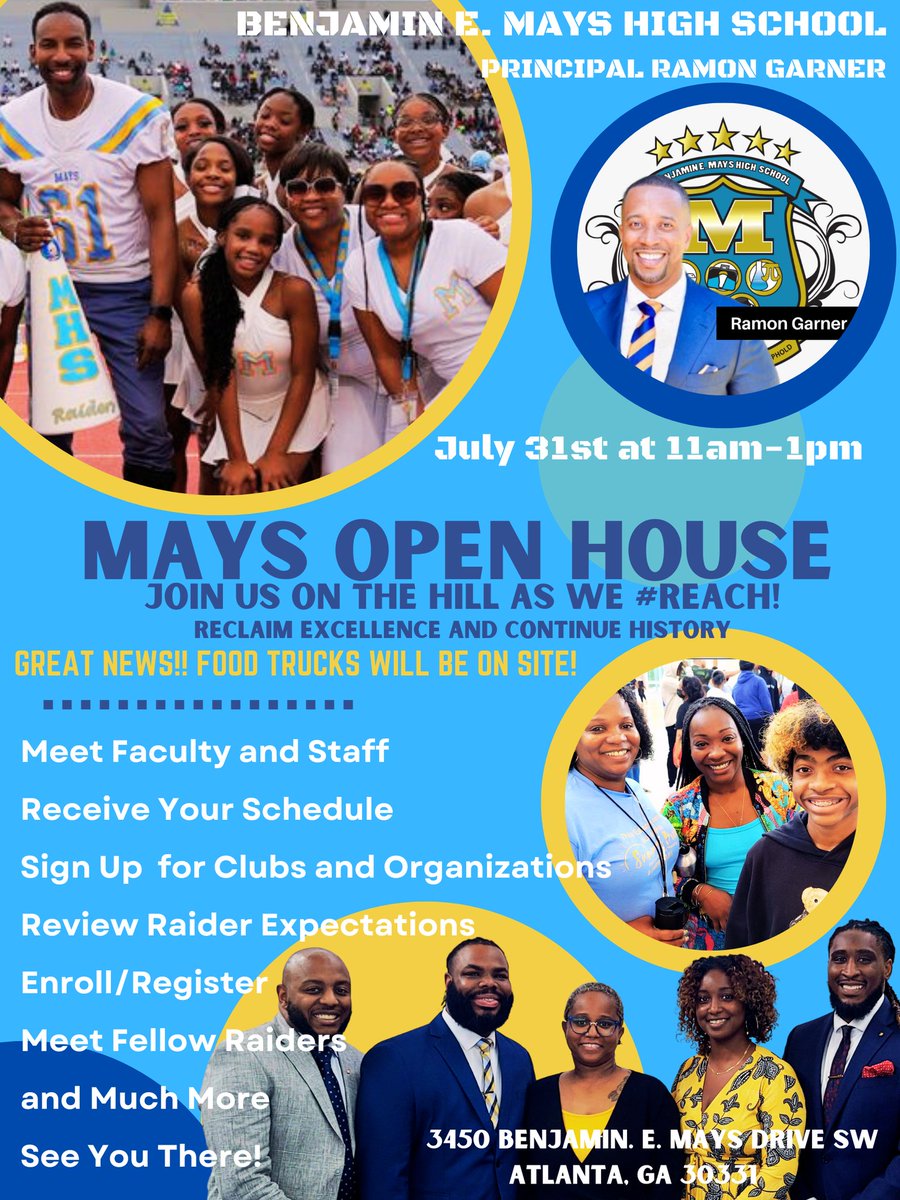 ThatSWLitSquad (@smithclass128) on Twitter photo Mark Your Calendars for an aMAYSing Open House! We Can't Wait to See You!! Join Us July 31st 11AM-1PM on The Hill! #RaiderPride #APSNext #APS5 #GrowthAhead <a href="/BEMaysPRIDE/">Dr. Ramon Garner</a> <a href="/MsReedtheAP/">Mrs. Valerie Reed-Taylor</a> <a href="/RamonRivers12/">Ramon Rivers</a> <a href="/JBawlson/">James Bawlson</a> <a href="/teachmehowto_/">Dorian Dallas</a> Mark Your Calendars for an aMAYSing Open House! We Can't Wait to See You!! Join Us July 31st 11AM-1PM on The Hill! #RaiderPride #APSNext #APS5 #GrowthAhead <a href="/BEMaysPRIDE/">Dr. Ramon Garner</a> <a href="/MsReedtheAP/">Mrs. Valerie Reed-Taylor</a> <a href="/RamonRivers12/">Ramon Rivers</a> <a href="/JBawlson/">James Bawlson</a> <a href="/teachmehowto_/">Dorian Dallas</a>