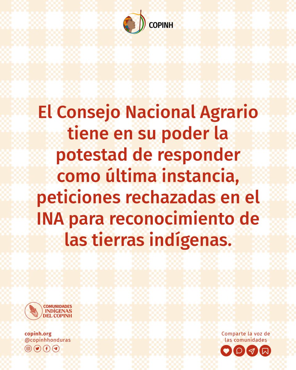 COPINHHONDURAS's tweet photo. 1/2✊🏾¡Basta de retrasos! Exigimos respeto y cumplimiento en nuestro derechos territoriales
👉🏾El #COPINH hace llamamiento al Estado de #Honduras para atender las demandas de tierra de las comunidades #Lencas. https://t.co/ldORujrh3O