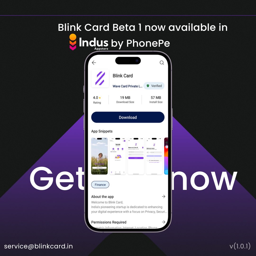 Blinkcarddotin's tweet photo. 🎉 Blink Card Beta 1 is now available on Indus by PhonePe
Experience seamless online purchases and NFC payments with India’s smartest virtual prepaid debit card.

Get it now on Indus Appstore
#BlinkCard #IndusAppstore #PhonePe #VirtualCard #NFC #BetaLaunch https://t.co/rO36ZcbJWB