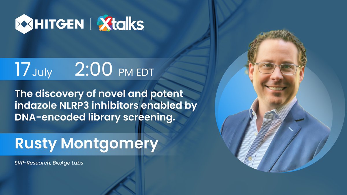 bioagelabs's tweet image. Next week at a @HitGenInc webinar, BioAge SVP-Research @rmontonio will describe how we used DNA-encoded libraries to discover novel inhibitors of NLRP3, which we are developing for diseases driven by neuroinflammation.

📅 6/17/24  2pm ET

👉🏼 Register: xtalks.com/webinars/evolv…