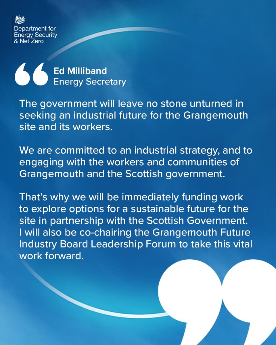 Ed Miliband (@ed_miliband) on Twitter photo Today I made it clear to <a href="/PetroineosGM/">Petroineos Grangemouth</a> that the government will leave no stone unturned in seeking an industrial future for the Grangemouth site and its workers. Today I made it clear to <a href="/PetroineosGM/">Petroineos Grangemouth</a> that the government will leave no stone unturned in seeking an industrial future for the Grangemouth site and its workers.