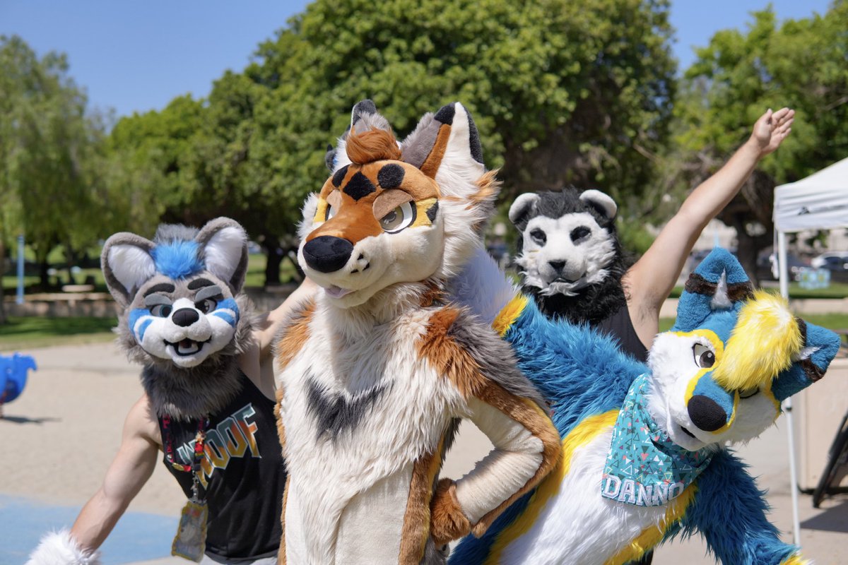 CopperYopper's tweet image. Leader of the goon squad #FursuitFriday
@pawsiblyjake @MyrishiLionFluf @DannoDoggo

📸 @JakuzziRedPanda