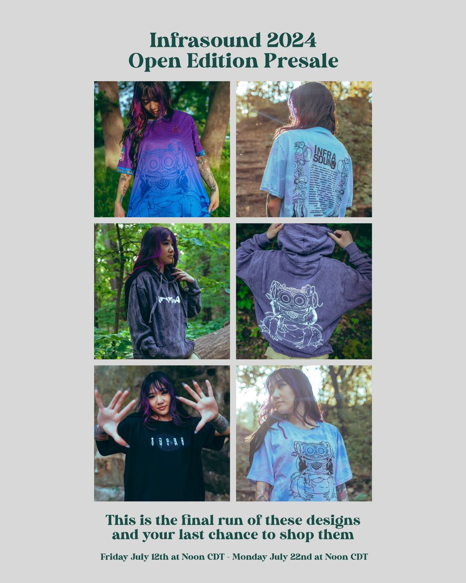 InfrasoundFest's tweet image. Our collab merch line with Aaron Brooks and Shane Huss is available now, thank you all for the support ❤️
