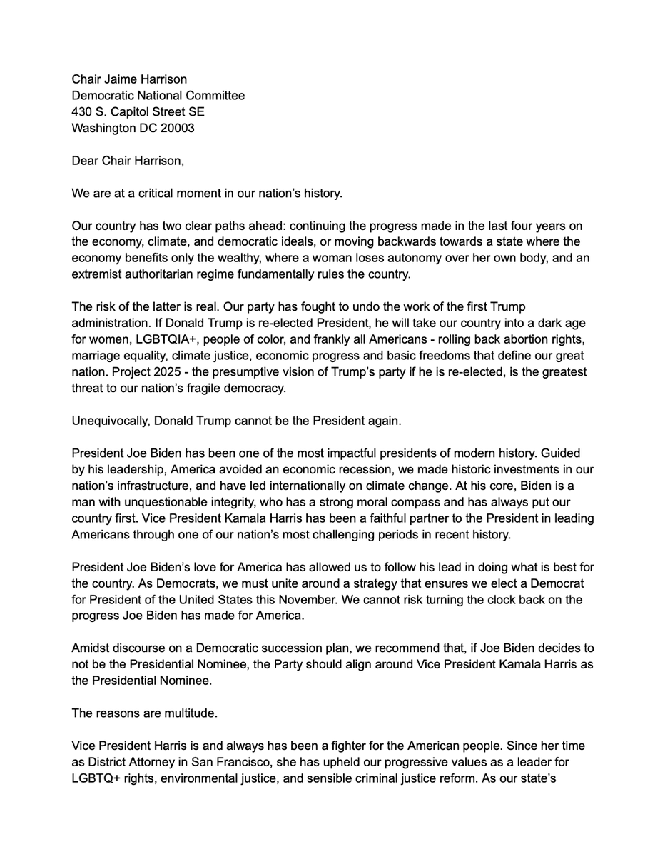 bilalmahmood's tweet photo. It's time for Biden to pass the torch.

Today, 7 elected members of the @SFDemocrats, authored a letter to the DNC.

Our statement: should @JoeBiden decide not to continue, we believe @KamalaHarris should take his place as the Democratic Candidate for President.

Here's why. 🧵 https://t.co/0llUI0ZjkZ