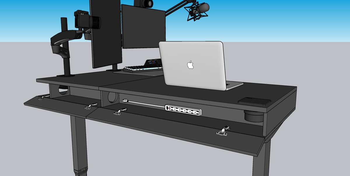 pptorrez_'s tweet photo. Que tal @jucaviapri 

Mire que andas rediseñando tu Setup y se que en Diseño eres mil veces mejor que yo, pero para armar Setups Gamers creo que tengo mas experiencia y me gustaria ayudarte con lo que se pueda.

Este solo es un concepto, agrege un lugar por donde pasar los cables y hacer cable managment mas facil asi  como deje espacio por si quieres usar brasos para los monitores o donde sujetar el MIC.