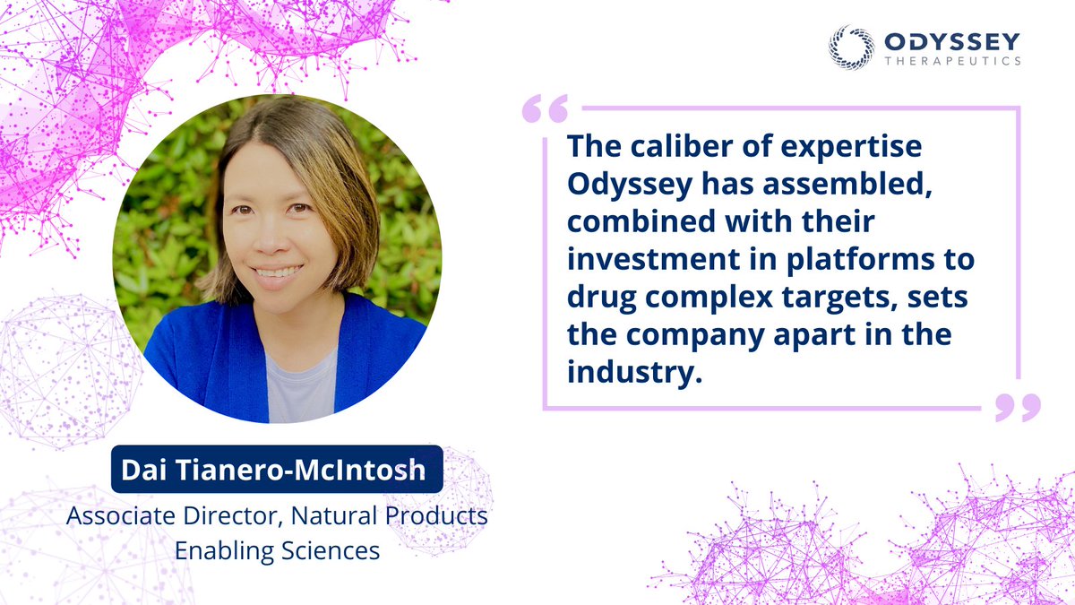 Odyssey_Tx's tweet photo. #EmployeeSpotlight 🌟 Dai Tianero-McIntosh joined #TeamOdyssey nearly 3yrs ago to learn from industry leaders in drug discovery and loves collaborating with diverse colleagues. Outside work, she explores Boston and New England with her family, enjoying beaches 🏖️ and gardens 🌺. https://t.co/2aaQtA0oVN