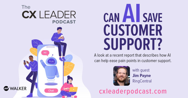 Profulgent's tweet photo. Can #AI save customer support? In The CX Leader Podcast, @RingCentral's Jim Payne highlights the pain points in customer support and how AI can help. Tune in! https://t.co/H6GK3tbecT https://t.co/SelmbpkOtt