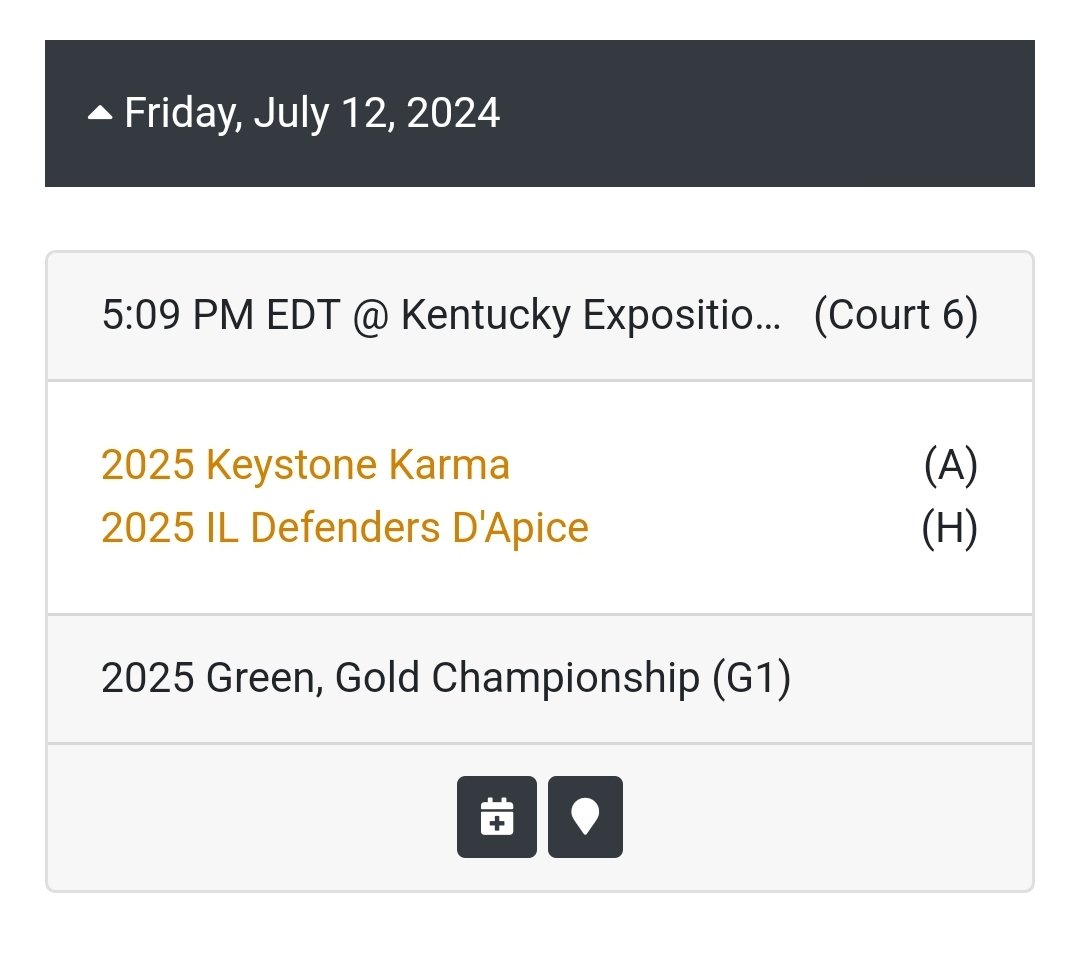 KeystoneKarmaAAU (@aaukarma) on Twitter photo Karma 17u moves into the Gold Bracket at <a href="/TFNsRun4Roses/">TFN's Run 4 Roses</a> .
Next game at 5:09pm on Court 6 Karma 17u moves into the Gold Bracket at <a href="/TFNsRun4Roses/">TFN's Run 4 Roses</a> .
Next game at 5:09pm on Court 6