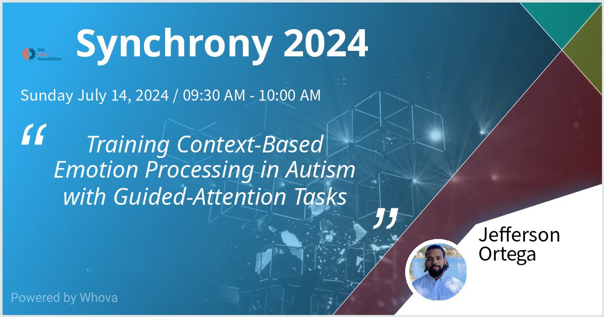 jortegaNY's tweet photo. I’m presenting at Synchrony 2024! I’ll be talking about my research which aims to train individuals with Autism to use context cues when inferring emotion. Stop by my talk if you’re attending! #Synchrony2024 #BRAINfoundation #autism https://t.co/h7TCqdkLib