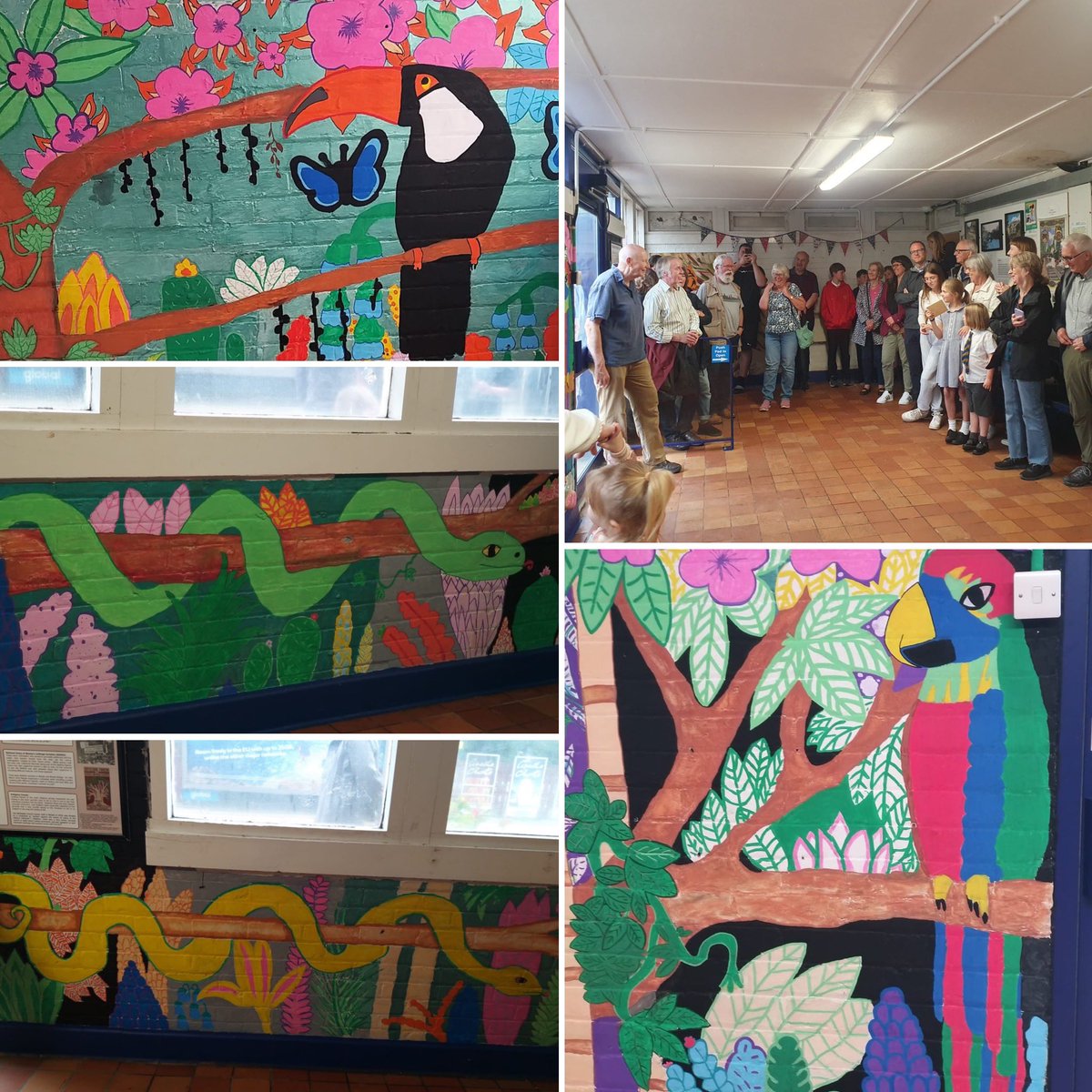 Welcome to the jungle!! What amazing bright artwork now fills the Marple station waiting room. Thank you to all involved and those that attended todays mural launch #FoMS