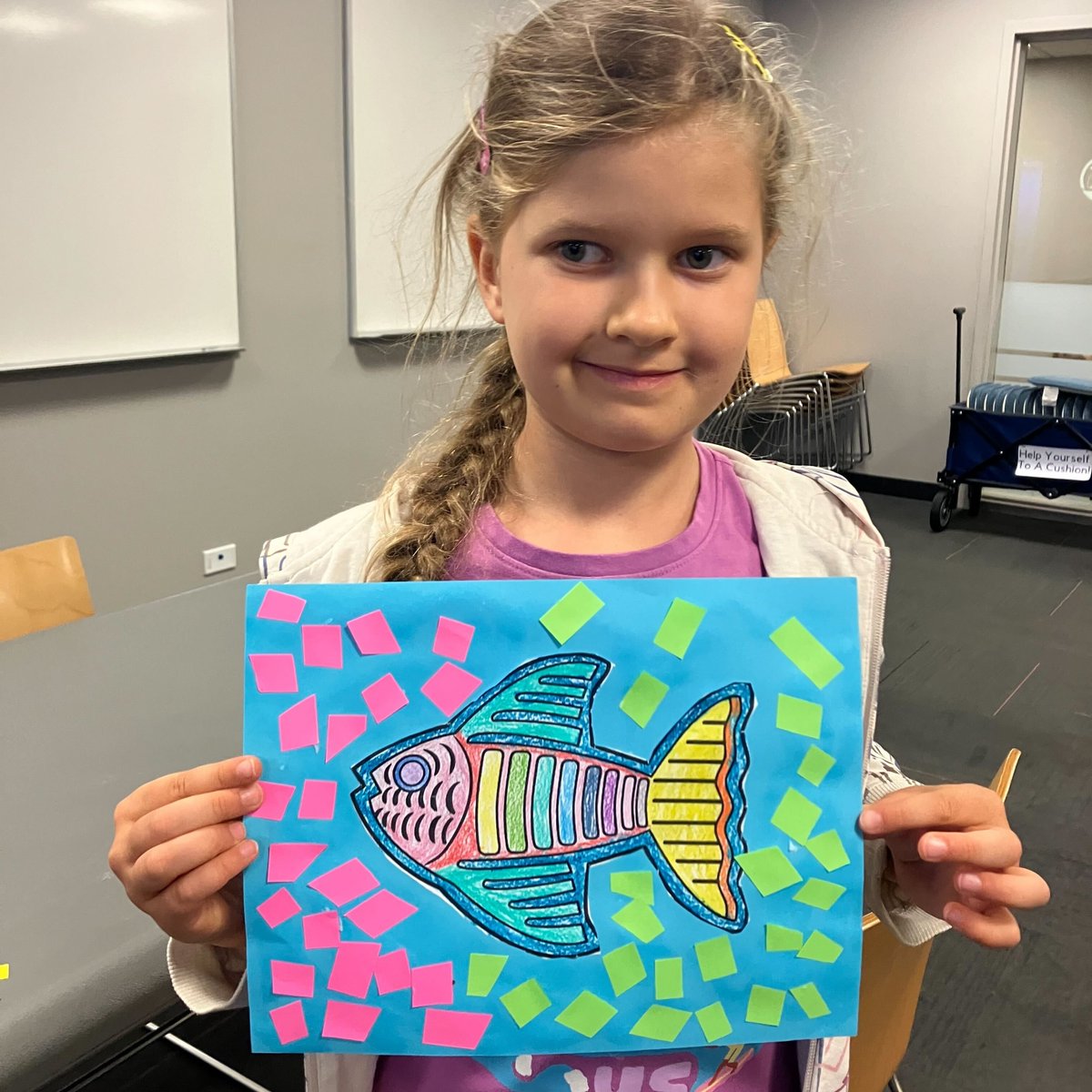 CookLibrary's tweet photo. This month, our World Explorers visited Panama 🇵🇦 and learned about the country, the canal, and the traditional Mola textiles of the Kuna people. Check out the amazing paper Mola participants got to take home!

#worldexplorers #panama #mola #kuna https://t.co/rW1iQuI2c6