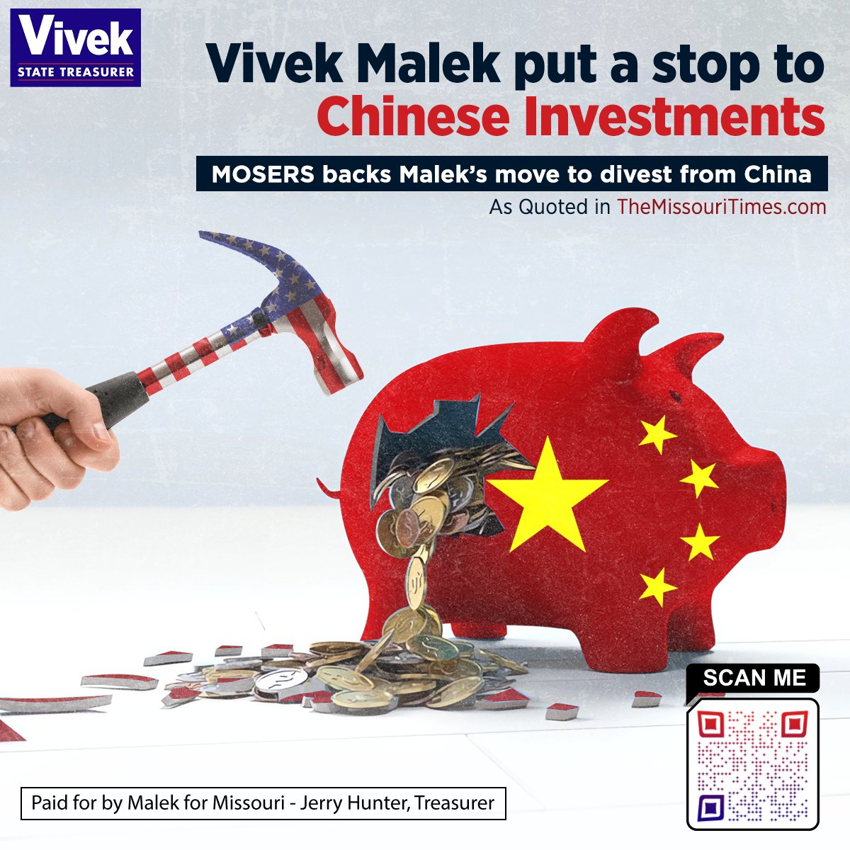 MalekVivek's tweet photo. #StateTreasurer Vivek Malek ensured that Missouri pensions divested from Chinese companies.
Read the full article: https://t.co/TtOlpdw9N6

#TrueConservative #VivekMalek https://t.co/pF5LIsKj70