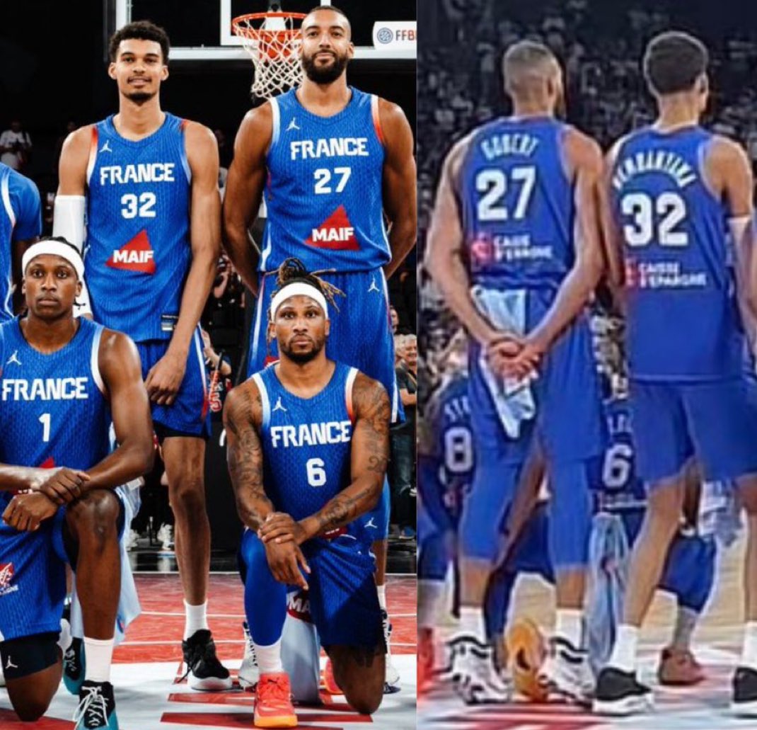 Observen lo que hicieron Wemby y Gobert para parecer del mismo tamaño en esta foto del equipo Francés 🤣