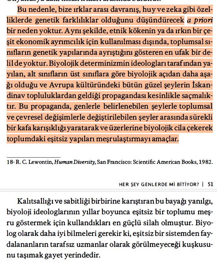 hasimyani's tweet photo. Lewontin bilimi de arkasına alıp ırkçılık yapmaya çalışanlardan tutun da bilimin sade, tarafsız ve sosyal/politik tüm etkilerden uzak gerçekleri sunan bir olgu iddia edenlere harika cevaplar veriyor. https://t.co/VW1QLK24L8