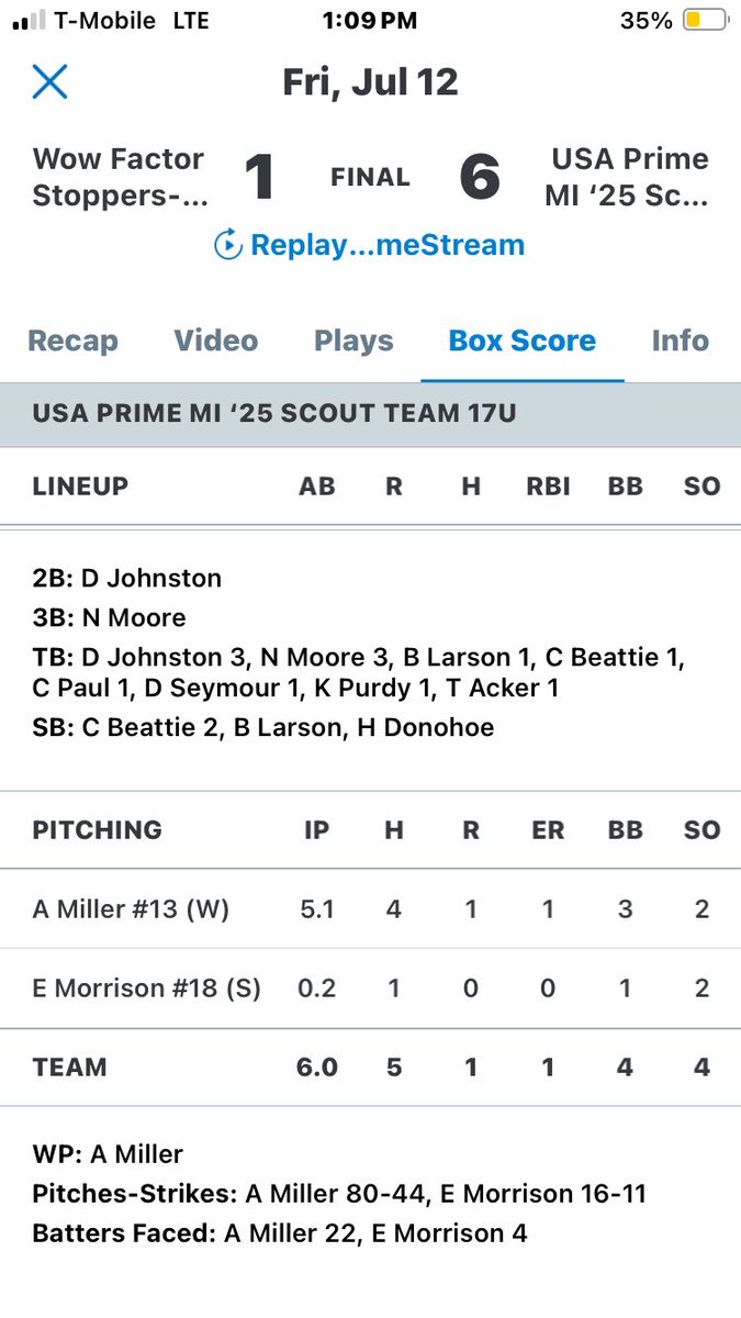 Amill2213's tweet photo. Got the start today @Bullpenevents at grand park complex against wow factor. Here are my stats ⬇️ https://t.co/zqaOC3DUND