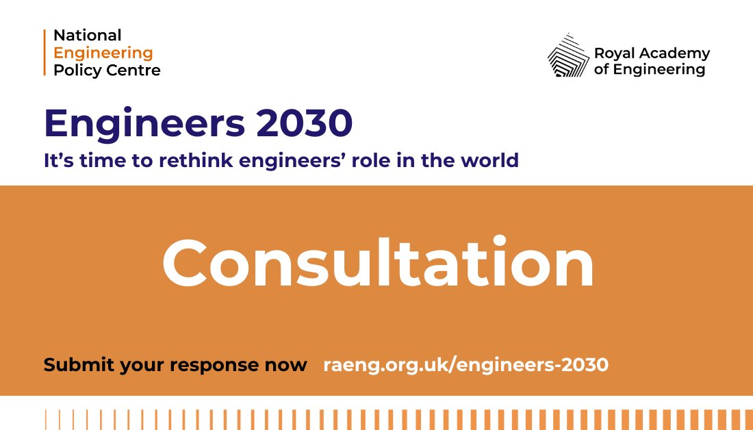 Deadline extended 📅 We need more consultation responses for our #Engineers2030 policy project. We're especially interested in feedback from those outside the engineering profession. Can you help? nepc.raeng.org.uk/engineers-2030