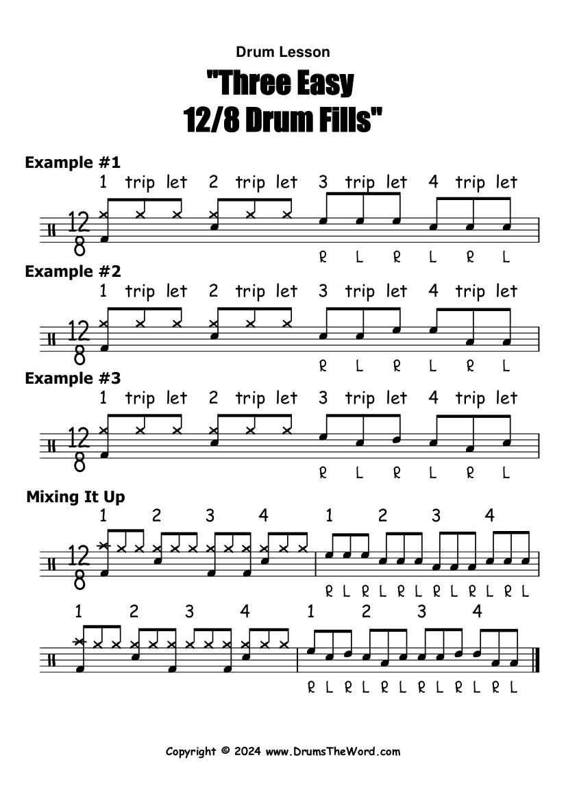 DrumsTheWord's tweet photo. New free sheet music showing you three easy 12/8 drum fills for beginners. Get the full PDF drum notation here... https://t.co/y3nmRRjPhE
.
.
.
#triplets #drumlessons #drumfill #drumfills #drums #drumming #drummers #sheetmusic #drum #drumminglessons #beginnerdrumlessons https://t.co/baIlzD9nja
