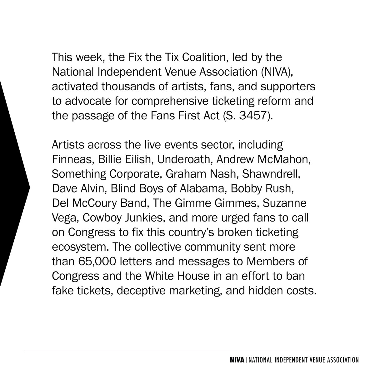 nivassoc's tweet photo. The #FixTheTix Coalition's Day of Action led to MORE THAN 65,000 LETTERS being sent to Congress, demanding comprehensive ticketing reform. 🚀

Let’s keep up the momentum and push for the #FansFirstAct. Join us in demanding fair ticketing practices at https://t.co/rXGpuWQtrA