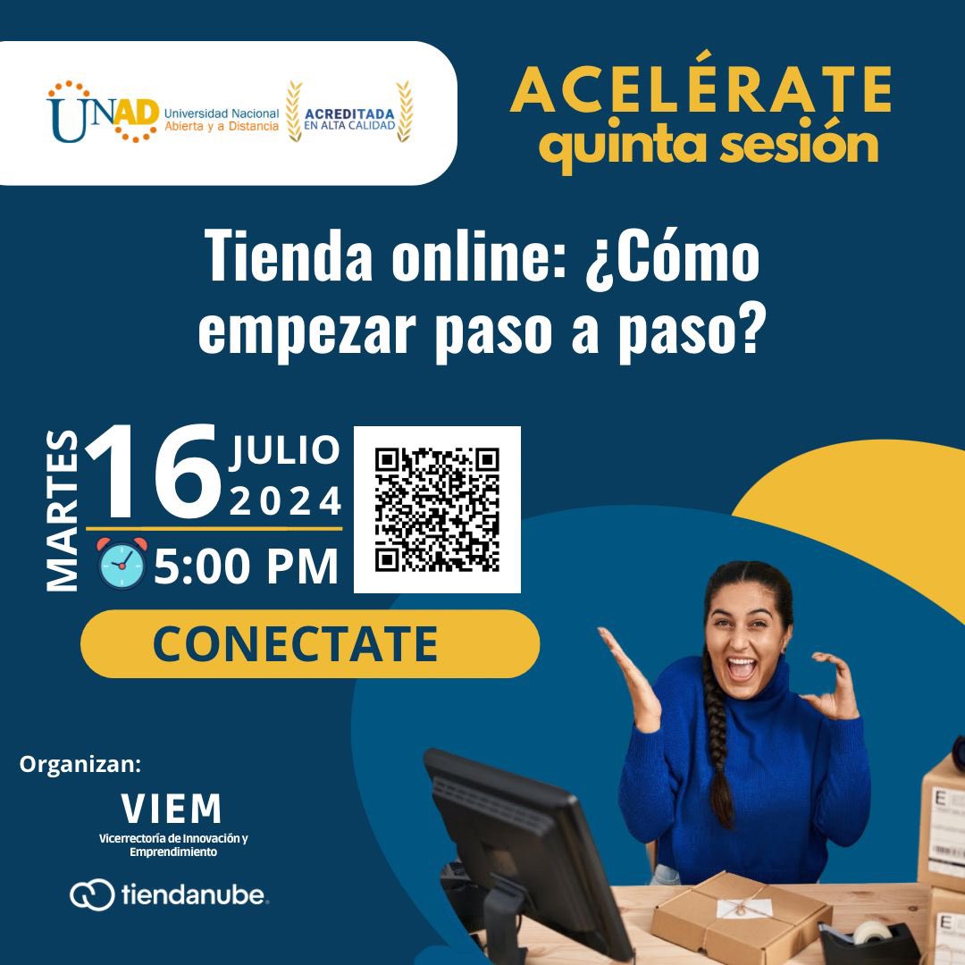 VIEMUNAD's tweet photo. La VIEM y Tienda Nube, los invitan a participar en el ciclo de escenarios de formación en marketing digital de la convocatoria ACELÉRATE.

Quinta Sesión: TALLER. ¿Cómo empezar paso a paso con un ECOMMERCE?
Martes 16 de julio de 2024. 5:00 pm Link: https://t.co/RnENnCsaUo https://t.co/uOqbAoAYnI
