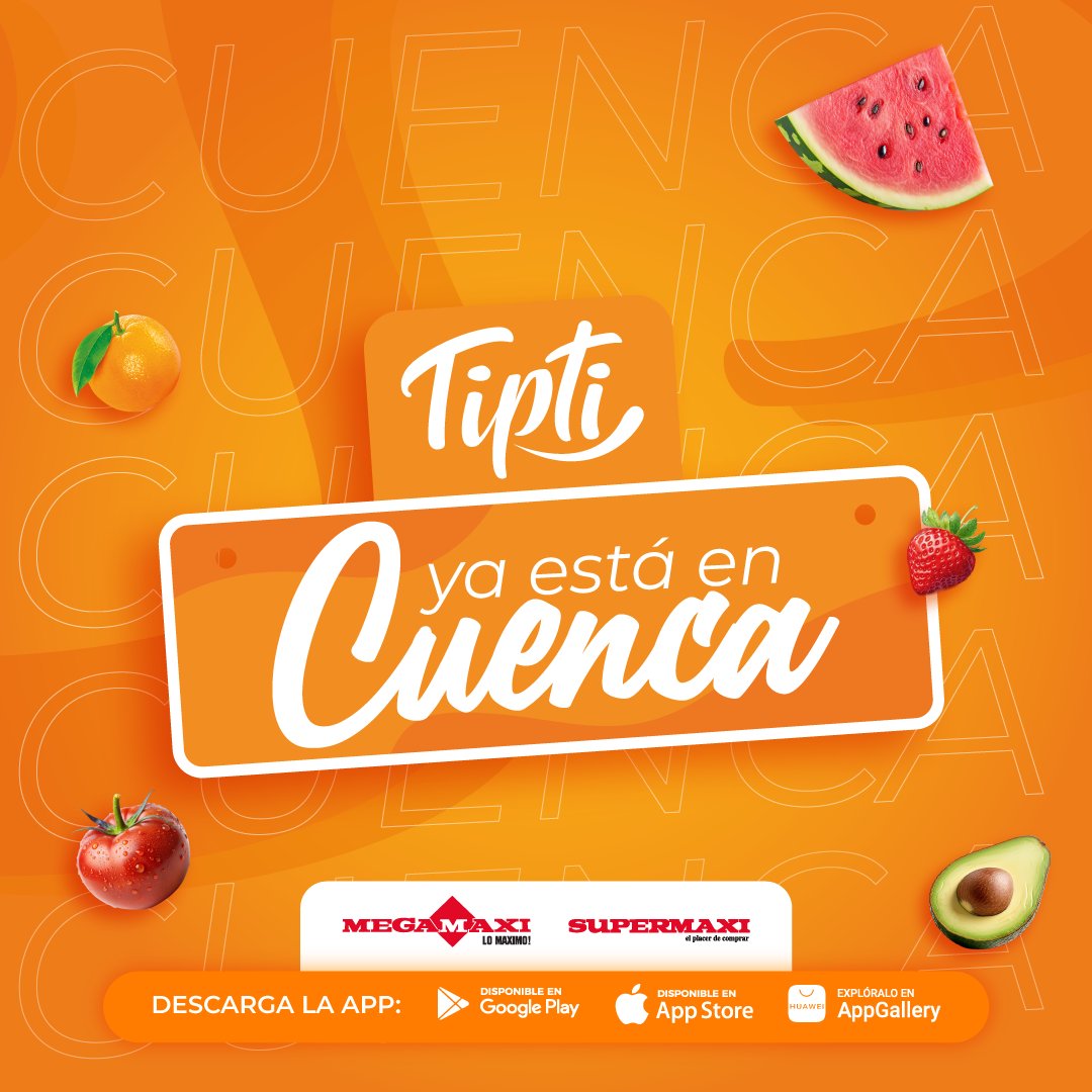elmercurioec's tweet image. (P)
¡Tipti ya está en Cuenca! 📍🎉 Realiza tus compras de supermercado y tiendas especializadas desde la comodidad de tu hogar. 🛒🏠 Disfruta de una experiencia de compra superior. 📱🚀 #TiptiEnCuenca #Tipti #TiempoParaTi #Cuenca