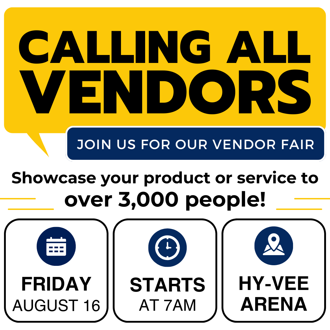 Are you a local vendor looking to showcase your goods or services? Reserve a table at our Vendor Fair during the annual NKC Schools Convocation event at Hy-Vee Arena on Aug. 16th! Connect with 3,000+ NKC Schools employees. 🔗 Sign up here: bit.ly/4eRNwVJ