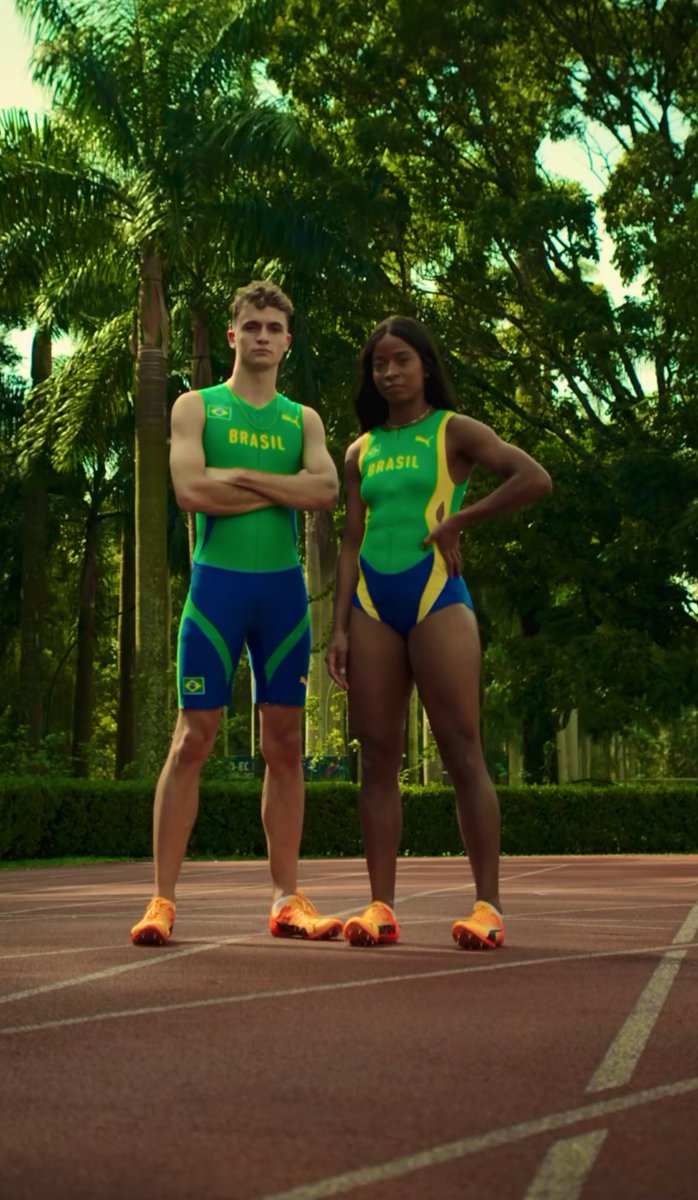 sisiesportes's tweet photo. A Puma liberou os uniformes para o atletismo do Brasil nas Olimpíadas. Renan Gallina e Vitória Rosa são os modelos. https://t.co/JWWyPkAMsx