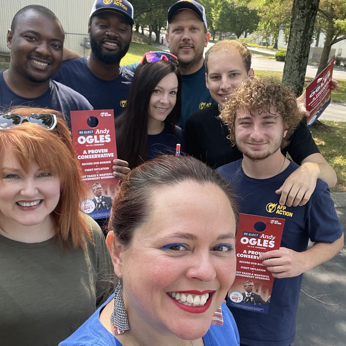 AFPTN's tweet photo. DAY 2 of a 3-day deployment in Middle TN with #AFPAction talking to thousands of people in District #5 about sending @repandyogles back to Washington. Don't forget, EARLY VOTING begins TODAY! https://t.co/hbEMtfGb3K is a great resource to find your polling locale https://t.co/nNoWR5xqGh