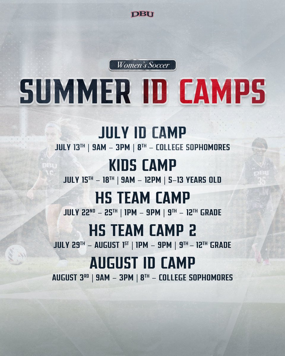 I'm excited to attend the <a href="/DBUWomensSoccer/">DBU Women's Soccer</a>  ID camp this weekend.  I'm ready to compete and meet new friends!

#Champions4Christ

<a href="/lrvera/">Lindsay Vera</a> <a href="/grandoakssoccer/">GrandOaksGirlsSoccer</a> <a href="/ChallengeSoccer/">Challenge Soccer Club</a>