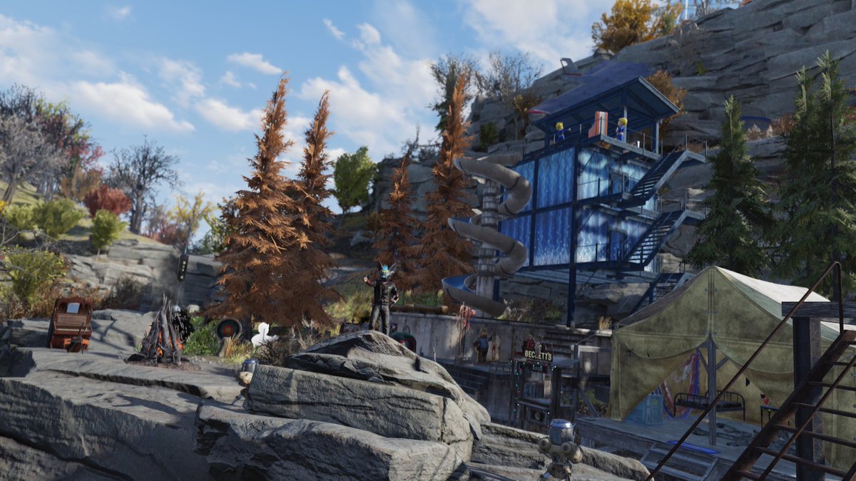 My humble current camp on #Fallout76. Pretty pleased with how it’s coming on. #Fallout
