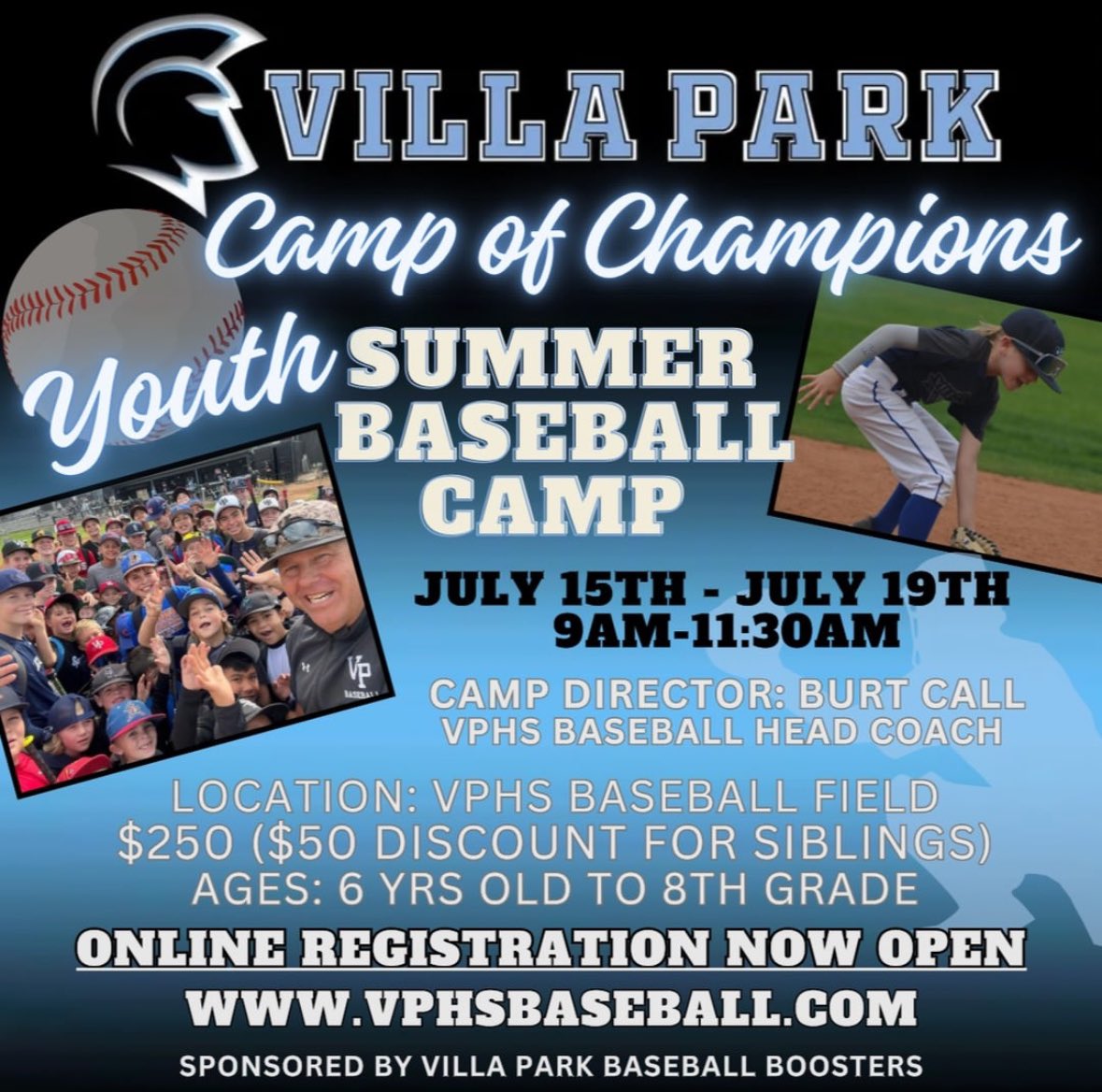 2024 Youth Summer Camp starts Monday July 15-19: 9am-11:30am. You can still sign-up at VPHSBaseball.com  <a href="/VPHSathletics/">Villa Park Athletics</a>