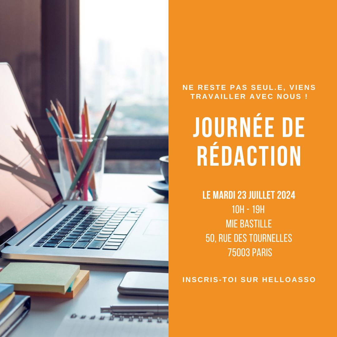Parentheseidf's tweet photo. ☀️ Journées de rédaction juillet ☀️

Tu es doctorant.e ? Participe à nos journées pour booster ta thèse cet été !

📅  16, 23, 24, 26 juillet
📍  La Maison étudiante, 50 rue des Tournelles 75003 Paris

➡️ Inscription https://t.co/vXeVvoBxfN
🎟 5€ (boissons et snacks inclus☕) https://t.co/FwQ0mnRSgK