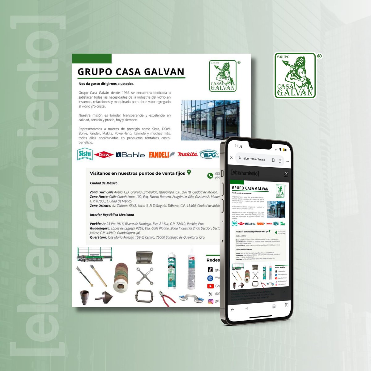 ElCerramiento's tweet photo. Anunciantes revista [elcerramiento] edición 43

Grupo Casa Galván
Dedicados a satisfacer las necesidades de la industria del vidrio en insumos, refacciones y maquinaria para darle valor agregado al vidrio y/o cristal.

¡Anúnciate en la revista! 👇
https://t.co/ILmqP6hxmx https://t.co/NylKsie6Eo