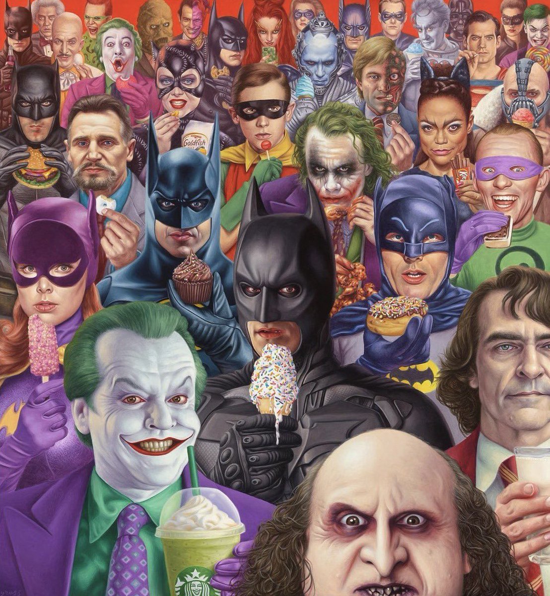 Someone doesn’t belong, who is it?
World of Batman 🌎 
Art by Alex Gross