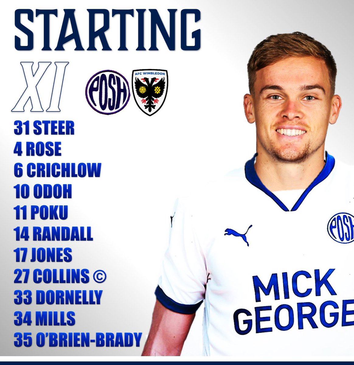 boro_report's tweet photo. This will be your Posh team for the second half of tonight's friendly against AFC Wimbledon.
#pufc #poshinspainπͺπΈ https://t.co/HLFYtVtA5v