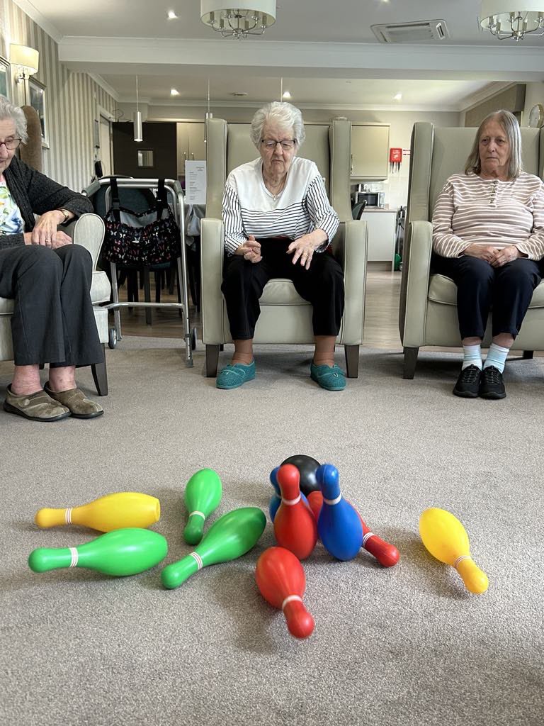 Fun with the bowls and quite a few strikes #bowling #activities #care #carehomes