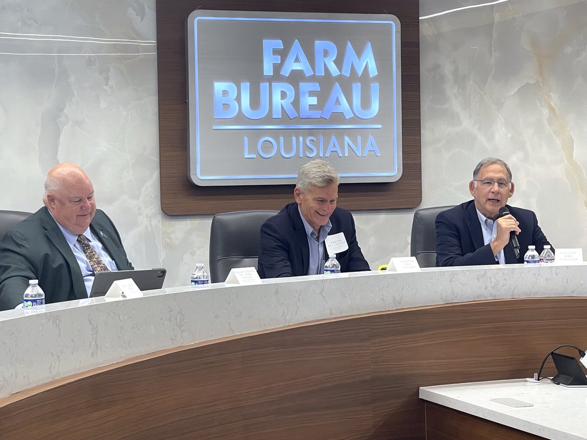 SenBillCassidy's tweet photo. Great to have @JohnBoozman, the lead Republican on @SenateAgGOP, down in LA. We met w/ folks from across the farming community at the @LaFarmBureau &amp; toured the @LSUAgCenter Sugar Research Station. We're working to make sure LA farmers' needs are addressed in the next Farm Bill. https://t.co/6cWld4QmAa