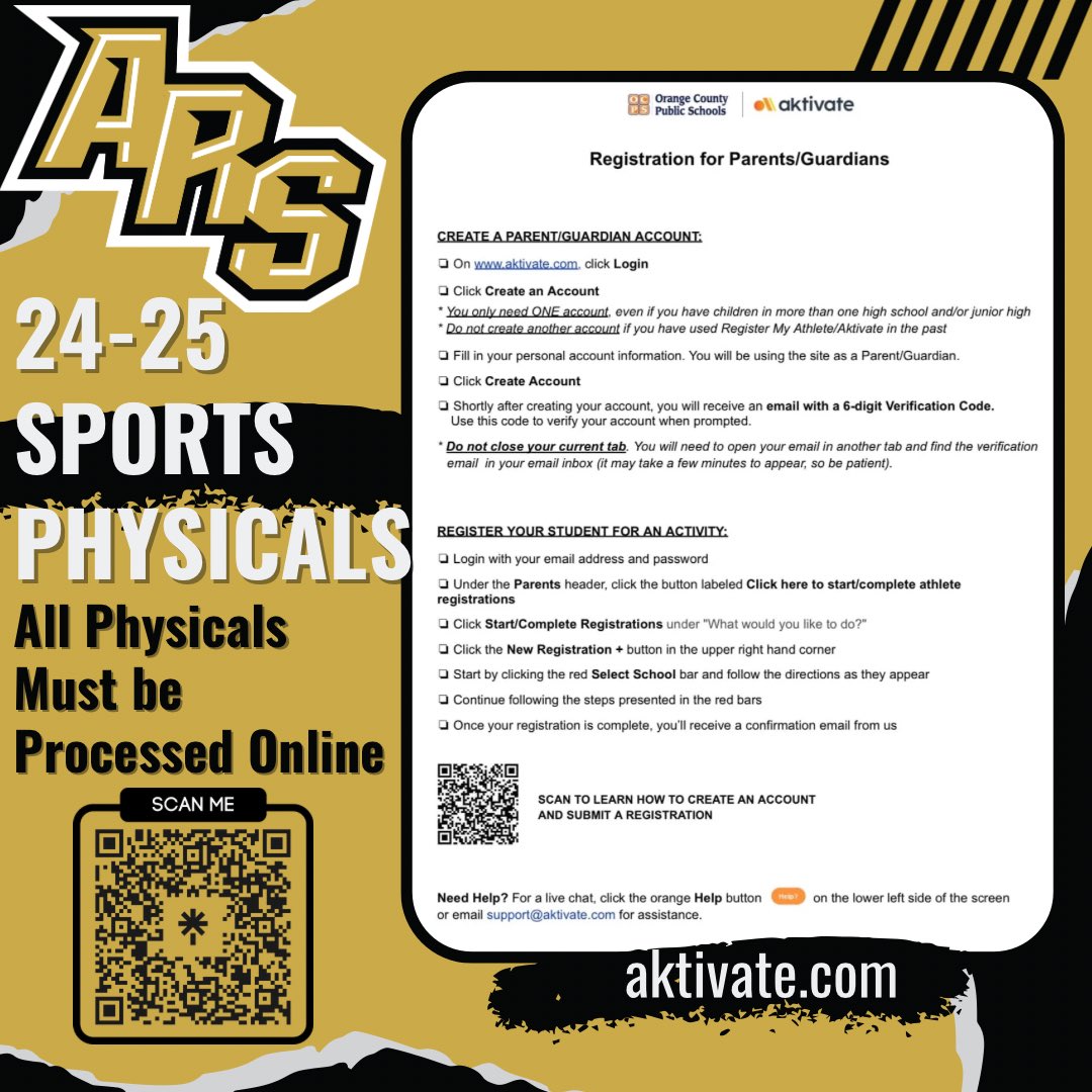 🚨Attention Parents of ARS Middle School Students interested in sports for the 2024-2025 school year! 🚨

‼️ ALL Sport Physicals must be done on aktivate.com 
Scan the QR Code in this post for access to the forms or visit this link: linktr.ee/arborridgek8