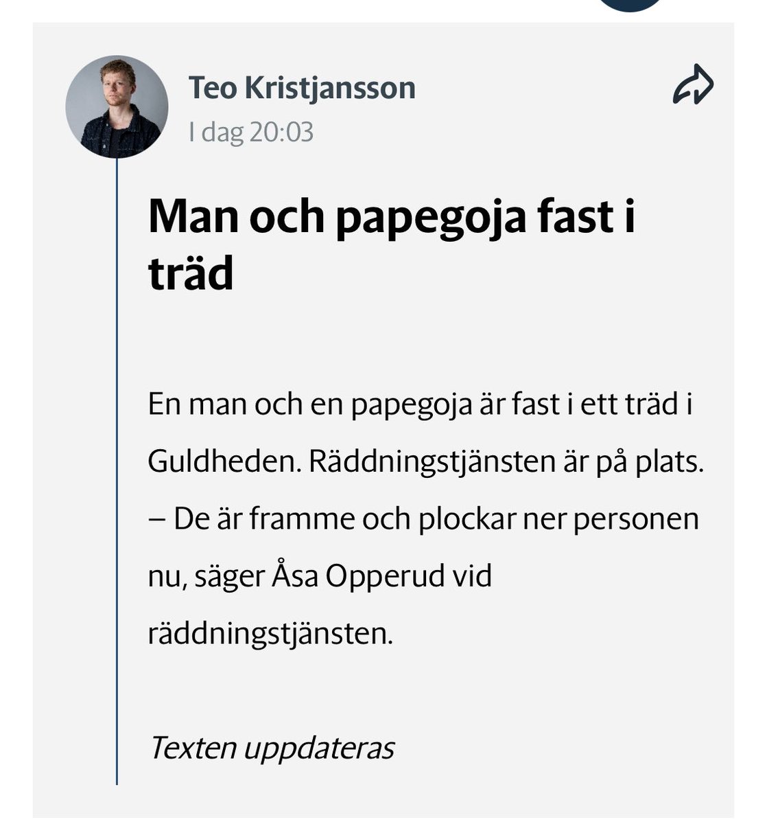owenil's tweet photo. Men papegojan, då?! https://t.co/t79pAGvikF