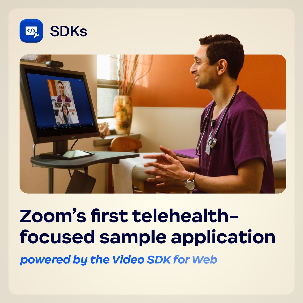 🆕 Introducing Zoom’s first open-source, telehealth starter application developed for unique virtual healthcare experiences on the Web, powered by the Zoom Video SDK 👉 zm.me/3Y7Evlo

Built with the healthcare industry in mind, features consist of but aren’t limited to: