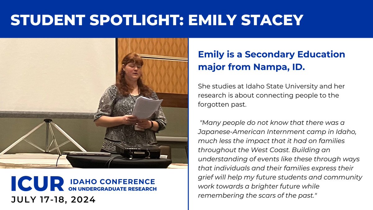 #ICUR2024 is less than a week away! Come by and learn about the amazing research #undergraduate students like Emily are working on.

Register, more information and links: linktr.ee/studentresearch