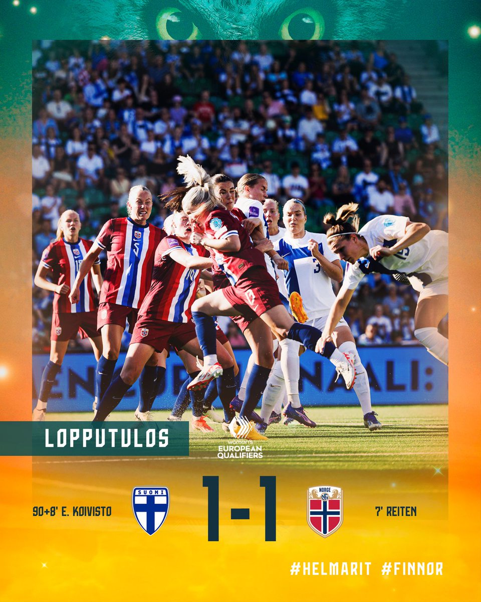 🦉HELMARIT EI LUOVUTA!  🇫🇮

Lopussa pelattiin vajaalla, kun Tynnilä joutui sivuun Suomen viimeisen vaihdon jälkeen - niin vain #Helmarit silti tasoitti huikealla loppuhetkien maalilla. UPEAA SUOMI! 💙🤍

💪 Taistelemme tiistaina EM-kisapaikasta - Italia-vierasottelu Ylellä klo 20