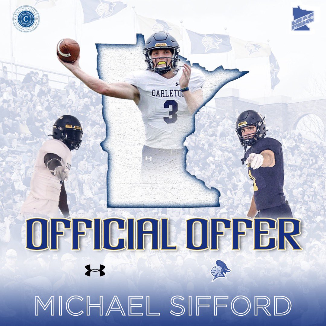 After a great conversation with <a href="/AB_balogh/">Alex Balogh</a> Im blessed to receive my first offer from <a href="/CarletonFB/">Carleton Football</a>! #AGTG 
<a href="/NC_RedDevils/">Newton-Conover Football</a>