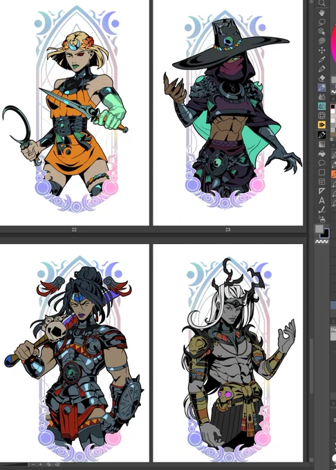 I didn't know the foil prints would be so popular so I'm doing them for the hades designs too 👀 these will also be a part of my big post convention shop update coming up! 